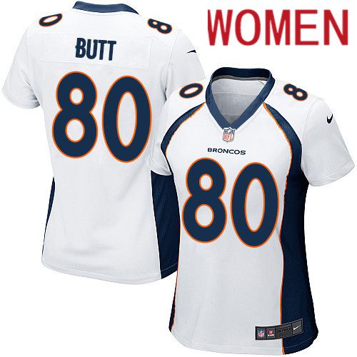 Women Denver Broncos #80 Jake Butt White Nike Game NFL Jersey